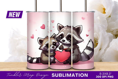 Two loving raccoons holding a heart Sublimation Regulrcrative 