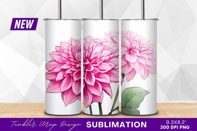 Two pink dahlia flowers elegant illustration Sublimation Regulrcrative 