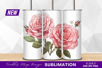Two pink roses clipart floral illustration Sublimation Regulrcrative 
