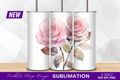 Two pink roses watercolor clipart png Sublimation Regulrcrative 