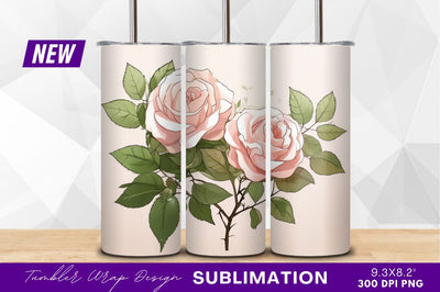 Two pink roses with green leaves clipart Sublimation Regulrcrative 