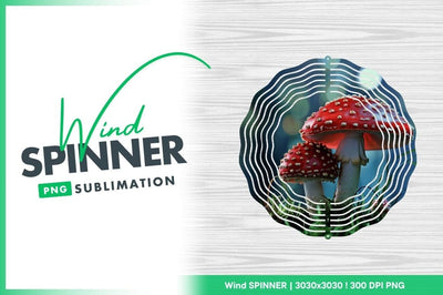 Two Red Mushrooms with White Spots Growing in Green Moss and Grass Sublimation Regulrcrative 