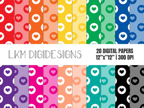 Two Toned Rainbow Hearts Digital Paper Pack Digital Pattern LKM DigiDesigns 