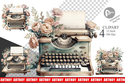 Typewriter Clipart Sublimation artnoy 