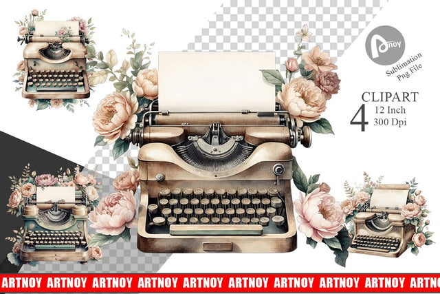 Typewriter Clipart Sublimation artnoy 