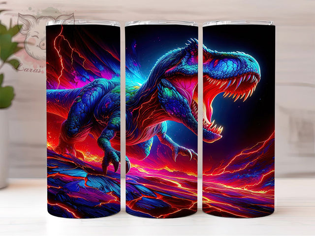 Tyrannosaurus Rex Jurassic Tumbler, T-Rex Dinosaur Wrap,20oz Tumbler Sublimation, Jurassic Park Inspired Design, Prehistoric Beast Tumbler, Roaring Dino Art, Fossil Skeleton Wrap Sublimation Lara' s Designs 