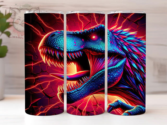 Tyrannosaurus Rex Jurassic Tumbler, T-Rex Dinosaur Wrap,20oz Tumbler Sublimation, Jurassic Park Inspired Design, Prehistoric Beast Tumbler, Roaring Dino Art, Fossil Skeleton Wrap Sublimation Lara' s Designs 
