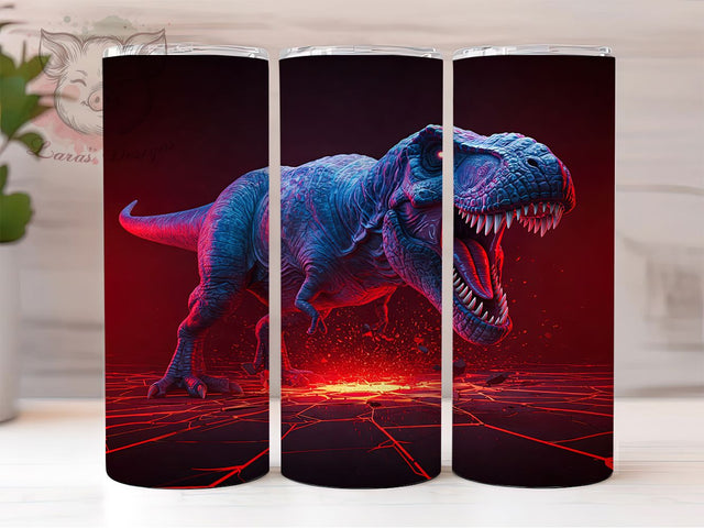 Tyrannosaurus Rex Jurassic Tumbler, T-Rex Dinosaur Wrap,20oz Tumbler Sublimation, Jurassic Park Inspired Design, Prehistoric Beast Tumbler, Roaring Dino Art, Fossil Skeleton Wrap Sublimation Lara' s Designs 