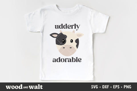 Udderly Adorable SVG | Baby Onesie SVG | Kids Animal T-Shirt SVG Wood And Walt 