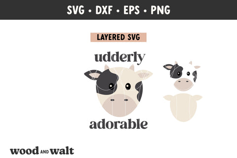 Udderly Adorable SVG | Baby Onesie SVG | Kids Animal T-Shirt SVG Wood And Walt 