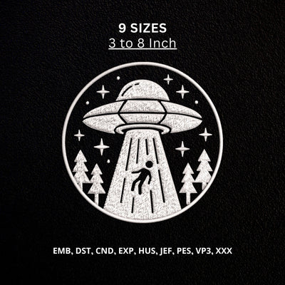 UFO Alien Abduction Machine Embroidery Design – Flying Saucer Forest Space Embroidery File Embroidery/Applique DESIGNS PatternFeed8 