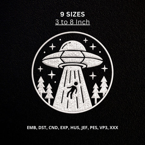 UFO Alien Abduction Machine Embroidery Design – Flying Saucer Forest Space Embroidery File Embroidery/Applique DESIGNS PatternFeed8 