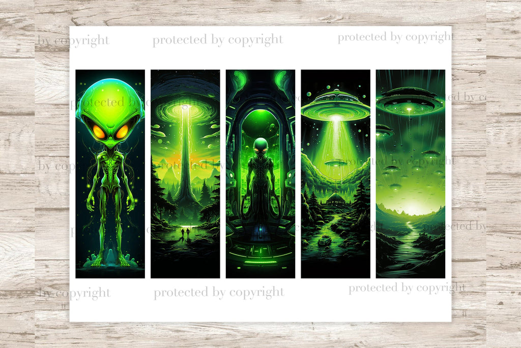 Alien Bookmarks UFO Bookmarks Printable | Alien Bookmarks Printable - So Fontsy