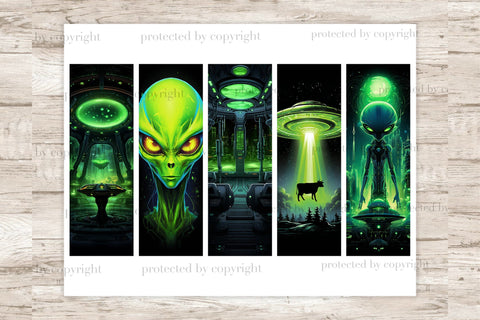 UFO Bookmarks Printable | Alien Bookmarks Printable SVG GlamArtZhanna 