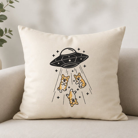 UFO Corgi Abduction Machine Embroidery Design PES DST Stitch Files Pattern Embroidery/Applique DESIGNS PatternFeed8 