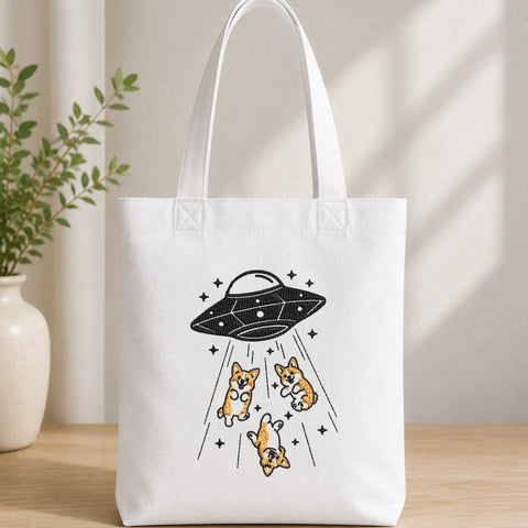 UFO Corgi Abduction Machine Embroidery Design PES DST Stitch Files Pattern Embroidery/Applique DESIGNS PatternFeed8 
