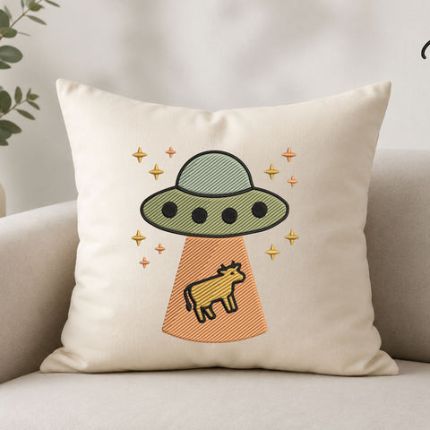 UFO Cow Abduction Machine Embroidery Design – Alien Flying Saucer Space Embroidery File Embroidery/Applique DESIGNS PatternFeed8 