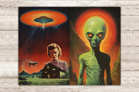 UFO Junk Journal Pages | Space Digital Download SVG GlamArtZhanna 