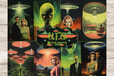 UFO Junk Journal Pages | Space Digital Download SVG GlamArtZhanna 