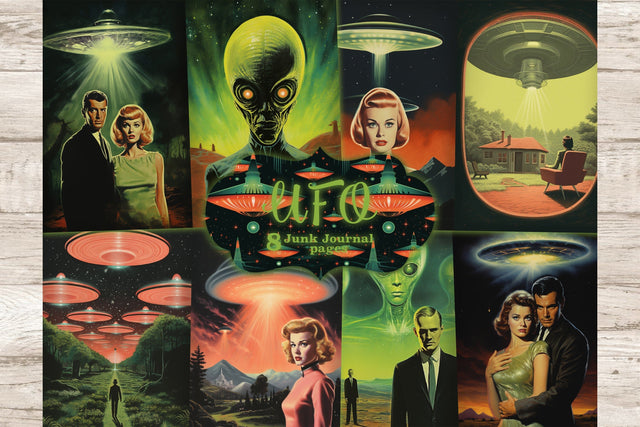 UFO Junk Journal Pages | Space Digital Download SVG GlamArtZhanna 
