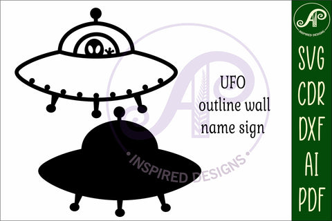 UFO outline two layer name sign SVG APInspireddesigns 