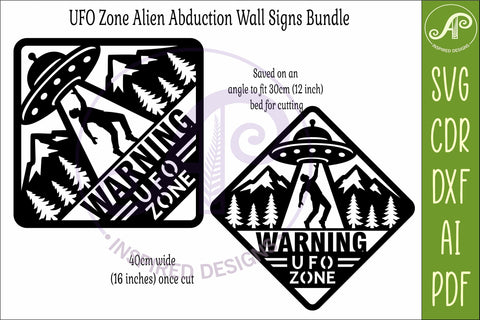 UFO Warning Signs SVG Bundle SVG APInspireddesigns 