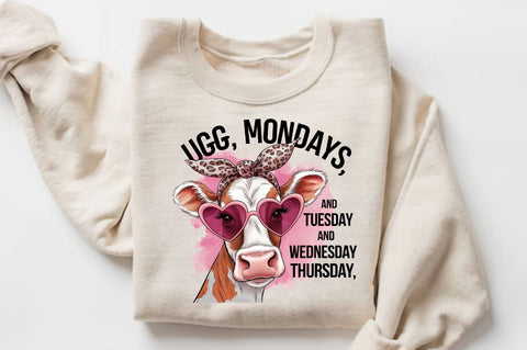 Ugg, Monday And Tuesday And Wednesday And Thursday Sublimation Design Sublimation Regulrcrative 