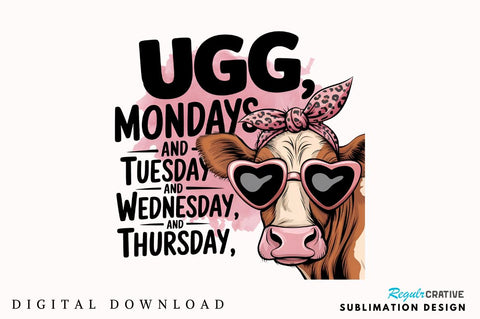Ugg, Monday And Tuesday And Wednesday And Thursday Sublimation PNG Sublimation Regulrcrative 