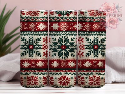 Ugly Christmas Sweater Snowflake Tumbler, Snowflake Holiday Wrap, 20Oz Skinny Tumbler, Festive Knit Sublimation, Cozy Winter Sweater Design, Funny Christmas Tumbler, Rustic Holiday Wrap Sublimation Li Zamperini 