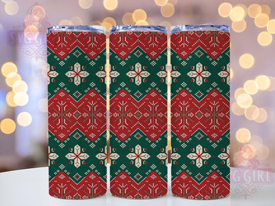 Ugly Christmas Sweater Tumbler, Snowflake Holiday Design, Festive Knit Pattern, Funny Xmas Graphic, Cozy Winter Sweater, 20oz Tumbler, Sublimation Design Sublimation SvggirlplusArt 