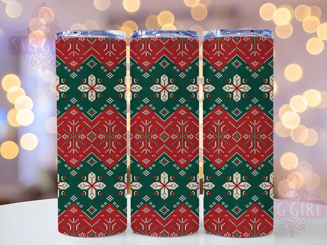 Ugly Christmas Sweater Tumbler, Snowflake Holiday Design, Festive Knit Pattern, Funny Xmas Graphic, Cozy Winter Sweater, 20oz Tumbler, Sublimation Design Sublimation SvggirlplusArt 