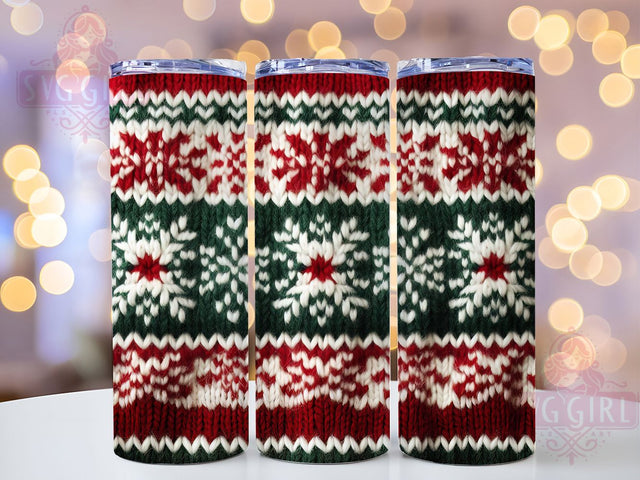 Ugly Christmas Sweater Tumbler, Snowflake Holiday Design, Festive Knit Pattern, Funny Xmas Graphic, Cozy Winter Sweater, 20oz Tumbler, Sublimation Design Sublimation SvggirlplusArt 