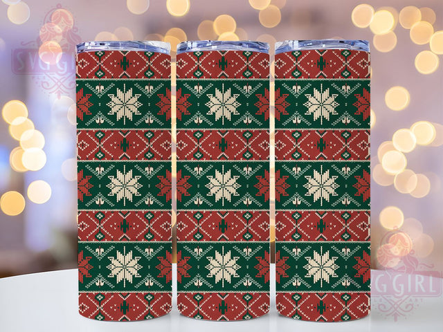 Ugly Christmas Sweater Tumbler, Snowflake Holiday Design, Festive Knit Pattern, Funny Xmas Graphic, Cozy Winter Sweater, 20oz Tumbler, Sublimation Design Sublimation SvggirlplusArt 