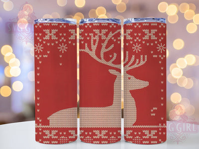 Ugly Sweater Christmas Moose Tumbler, Holiday Sweater Wrap, Winter Moose Cup, Ugly Sweater Sublimation, 20Oz Skinny Tumbler Wrap, Festive Moose Mug, Cozy Christmas Design Sublimation SvggirlplusArt 
