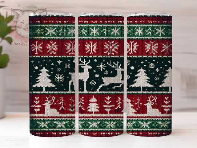 Ugly Sweater Deer Christmas Tumbler, Christmas Tree Sublimation Design, Festive Holiday Sweater Art, 20oz Christmas Tumbler, Whimsical Deer Mug, Cozy Sweater Cup, Seasonal Holiday Wrap Sublimation Lara' s Designs 