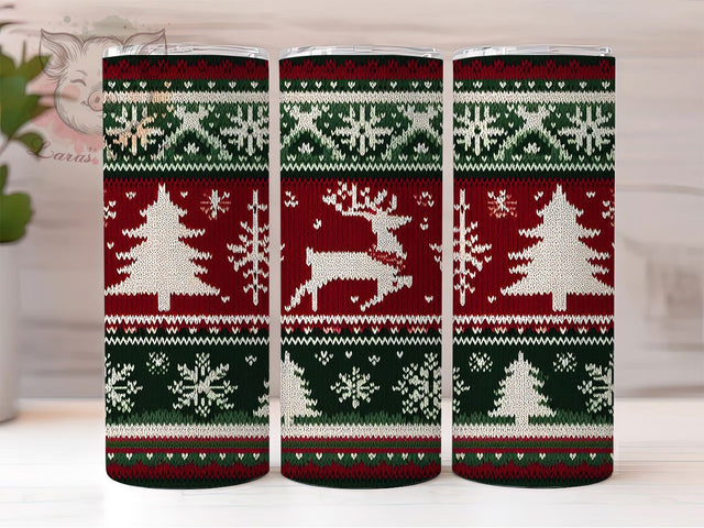Ugly Sweater Deer Christmas Tumbler, Christmas Tree Sublimation Design, Festive Holiday Sweater Art, 20oz Christmas Tumbler, Whimsical Deer Mug, Cozy Sweater Cup, Seasonal Holiday Wrap Sublimation Lara' s Designs 
