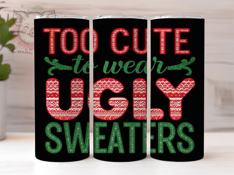 Ugly Sweater Merry Christmas Tumbler, Merry Christmas Tumbler, 20oz Sublimation Design, Holiday Gift Tumbler, Cute Christmas Tumbler, Festive Drinkware, Funny Christmas Tumbler Sublimation Lara' s Designs 