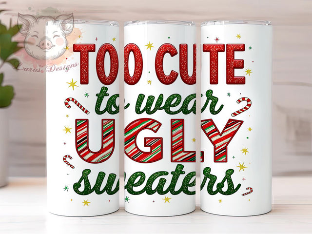 Ugly Sweater Merry Christmas Tumbler, Merry Christmas Tumbler, 20oz Sublimation Design, Holiday Gift Tumbler, Cute Christmas Tumbler, Festive Drinkware, Funny Christmas Tumbler Sublimation Lara' s Designs 