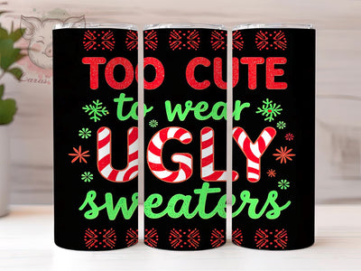 Ugly Sweater Merry Christmas Tumbler, Merry Christmas Tumbler, 20oz Sublimation Design, Holiday Gift Tumbler, Cute Christmas Tumbler, Festive Drinkware, Funny Christmas Tumbler Sublimation Lara' s Designs 