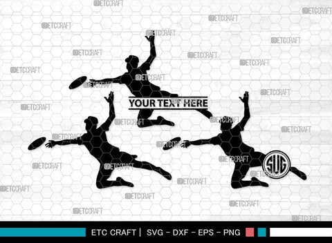 Ultimate Frisbee Monogram, Ultimate Frisbee Silhouette, Ultimate Frisbee SVG, Frisbee Svg, Sport Svg, Frisbee Player Svg, SB00563 SVG ETC Craft 