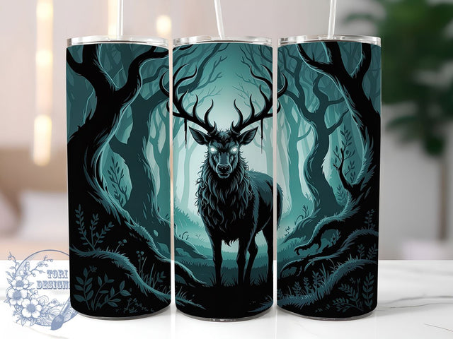 Umbral Stag Gothic Tumbler Wrap, Gothic Monster Wrap, Halloween Beast Design, 20Oz Dark Forest Cup, Sublimation Creature Tumbler, Haunted Antler Drinkware, Mythical Horror Wrap Sublimation ToriDesigns 