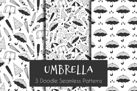 Umbrella Doodle Seamless Patterns JPG PNG EPS Digital Pattern Rin Green 