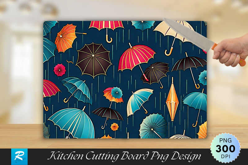 Umbrellas Rain Cutting Board Sublimation Regulrcrative 