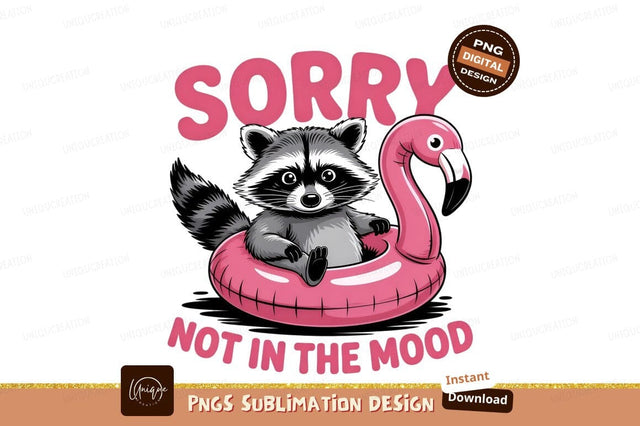 Unamused Raccoon On Flamingo Float Sublimation Png Sublimation Designangry 