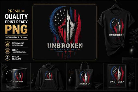 Unbroken PNG | Patriotic Warrior Sublimation Design SVG BillahCrafts 