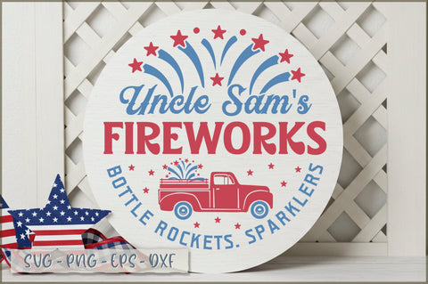 Uncle sam's fireworks bottle rockets. sparklers Sign SVG Shetara Begum 