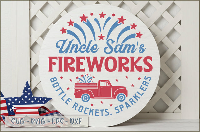 Uncle sam's fireworks bottle rockets. sparklers Sign SVG Shetara Begum 