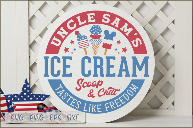 Uncle sam's ice cream scoop & chill tastes like freedom Sign SVG Shetara Begum 