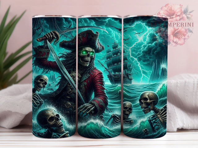 Undead Pirate Skeleton Skull Tumbler, Skeleton Crew Wrap, Pirate Skull PNG, 20oz Sublimation Design, Haunted Ship Cup, Gothic Pirate Art, Cursed Treasure Tumbler Sublimation Li Zamperini 