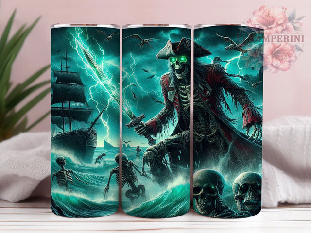 Undead Pirate Skeleton Skull Tumbler, Skeleton Crew Wrap, Pirate Skull PNG, 20oz Sublimation Design, Haunted Ship Cup, Gothic Pirate Art, Cursed Treasure Tumbler Sublimation Li Zamperini 